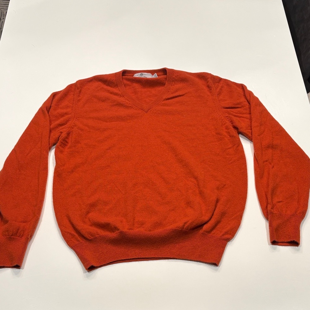 Classic V-Neck Sweater in Bold Orange